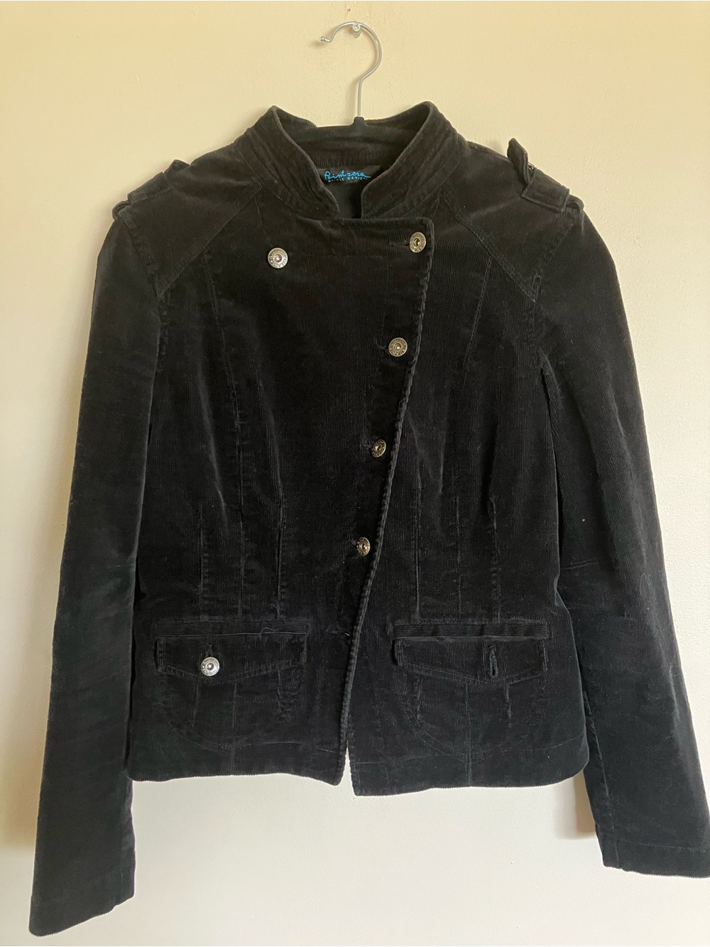 Black Corduroy Military style Jacket